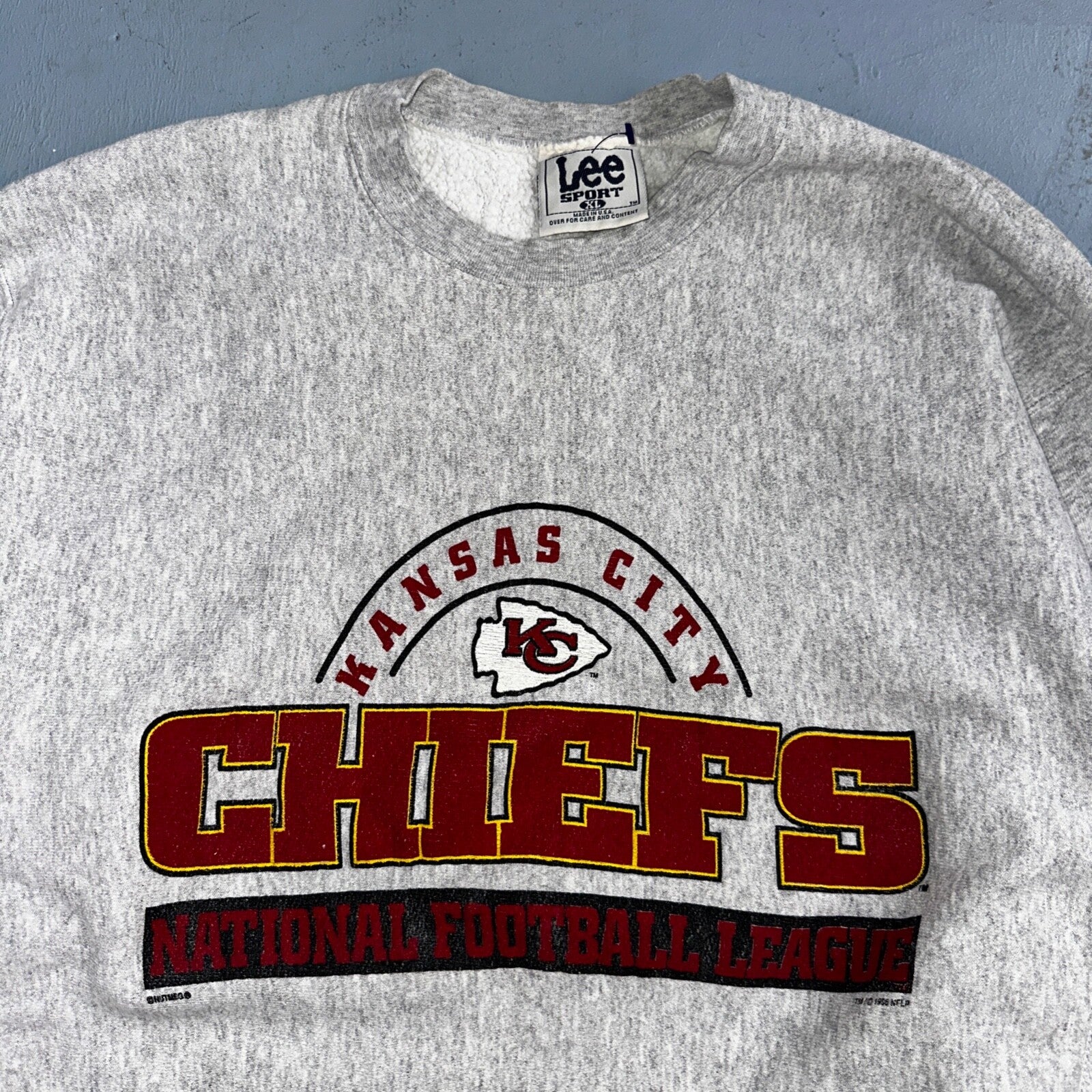Lee Vintage NFL Kansas City Chiefs Crewneck KC Gray 90s XL USA Reverse Weave