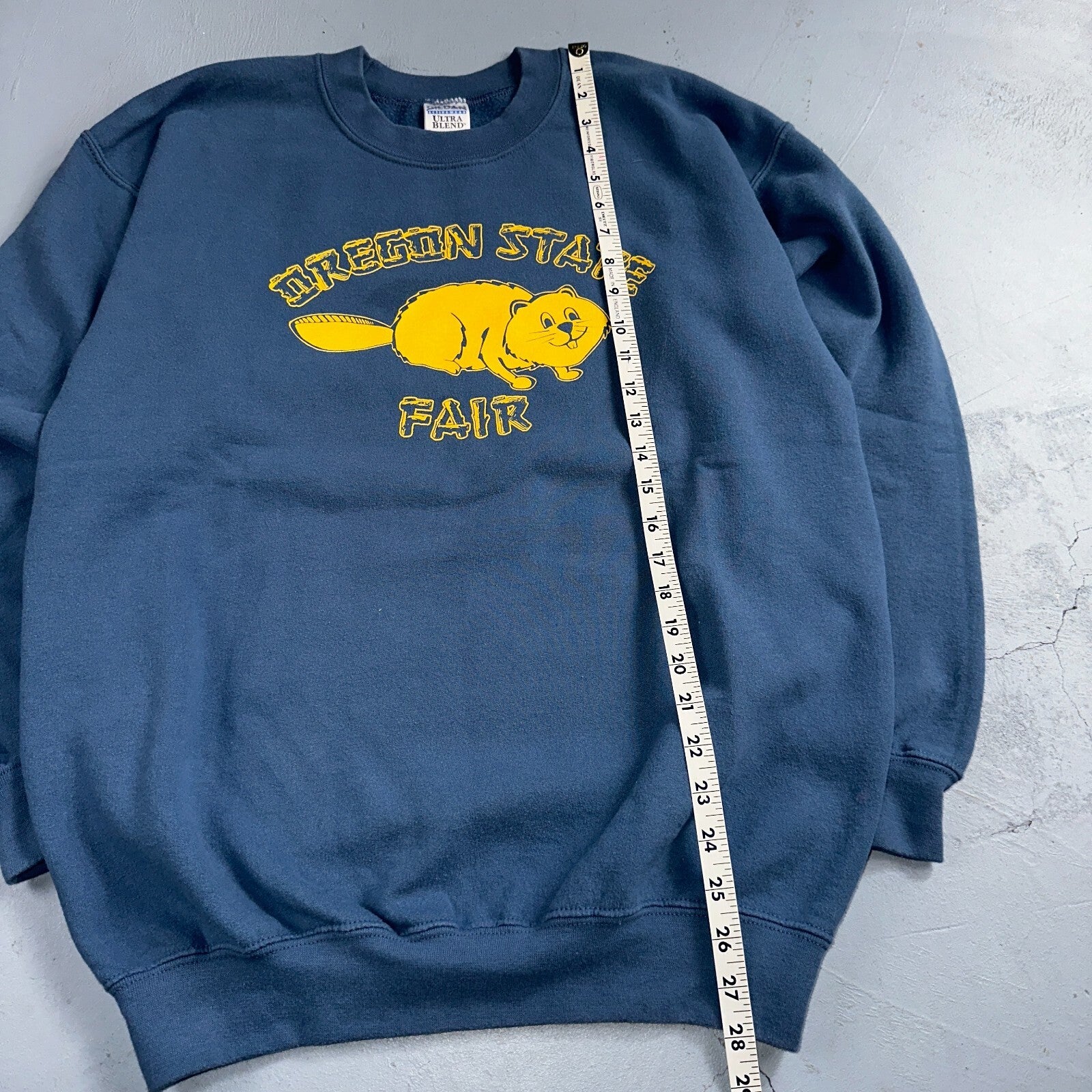 Oregon State Fair Beavers VTG Crew Neck Sweatshirt Gildan M Navy Blue OSU Y2K