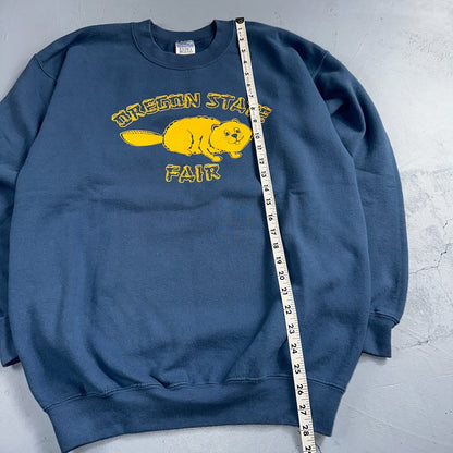 Oregon State Fair Beavers VTG Crew Neck Sweatshirt Gildan M Navy Blue OSU Y2K