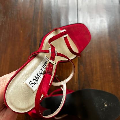 Sam & Libby Diva Sl Red Women Size 8.5 M Sandal Heels Ankle Strap Sexy Nice