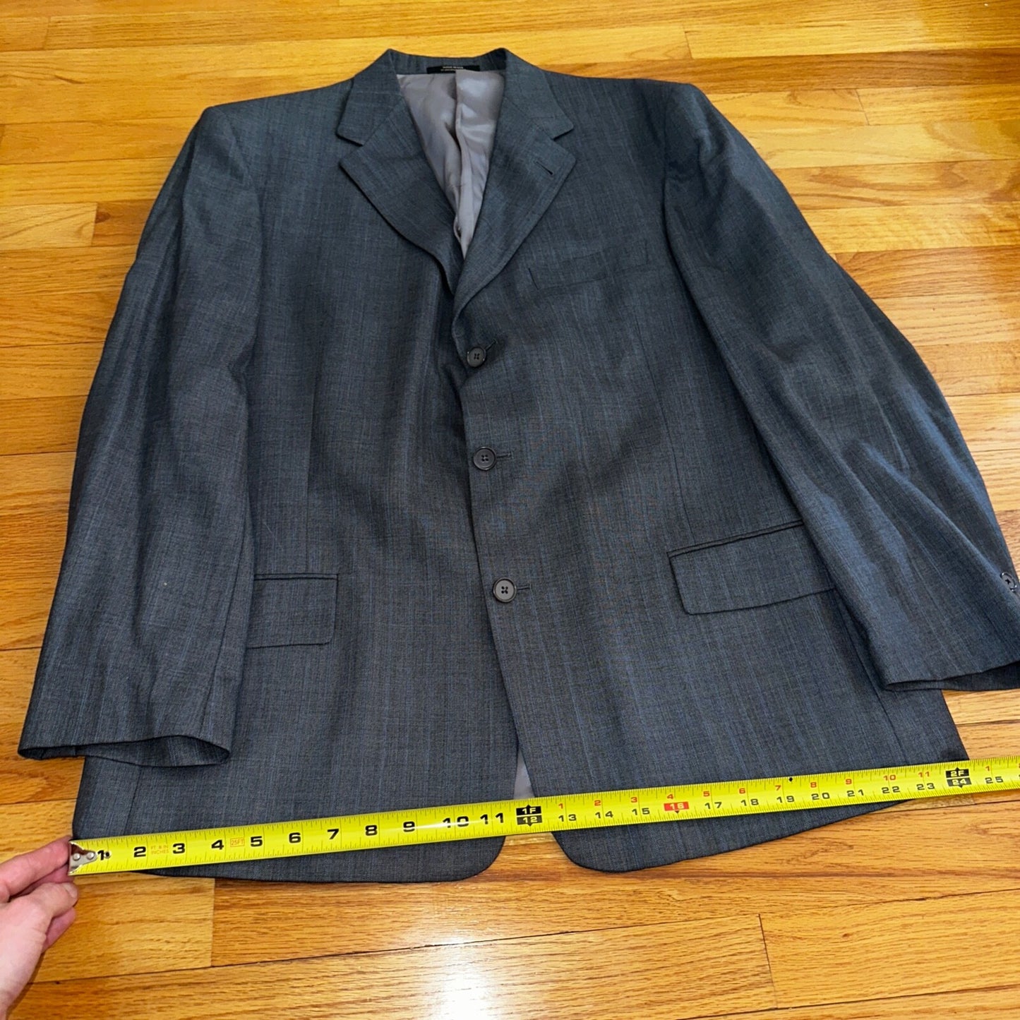 Hart Schaffner Marx Suit Mens 44L Gray Subtle Stripe Zignone USA Dillards 38x29