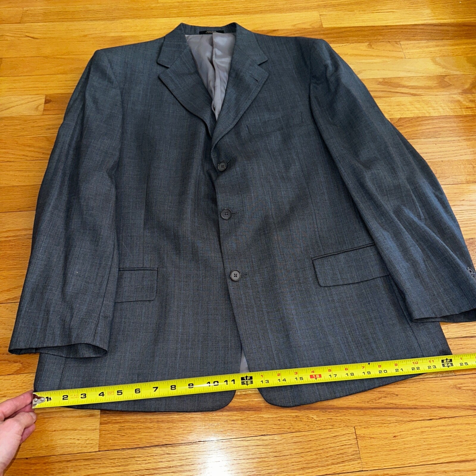 Hart Schaffner Marx Suit Mens 44L Gray Subtle Stripe Zignone USA Dillards 38x29