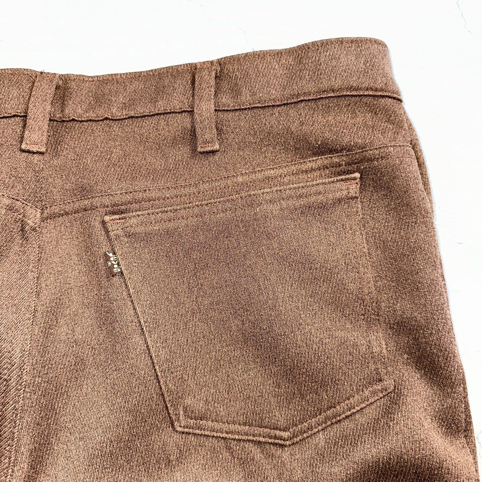 Levis 70s USA 517 36x31 Bootcut Pants Brown Polyester Slacks Vintage 35x30