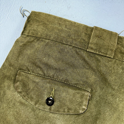 Vintage 50s 60s Duck Canvas Hunting Pants Zip Size 33x26 Rockabilly Double Knee