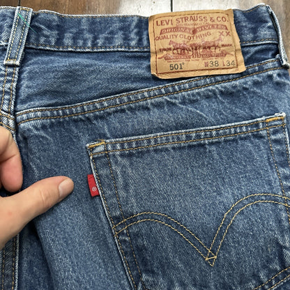 Levis 501 Vintage Y2K Straight Leg XX 2000s Jeans 34x30 Med Wash 38x34