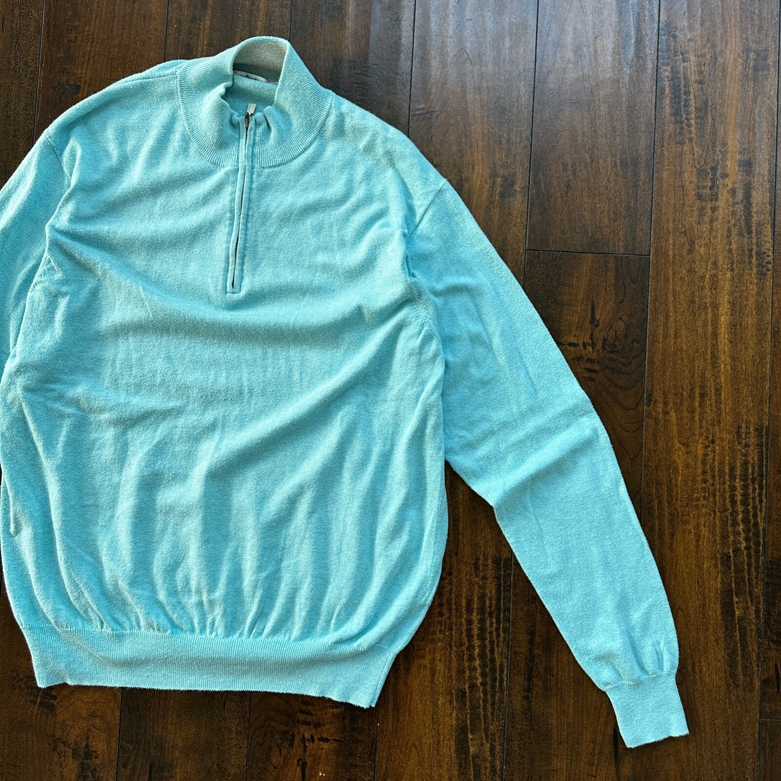 Peter Millar Sweater Men L Crown Soft Cotton Cashmere 1/4 Quarter Zip Pullover