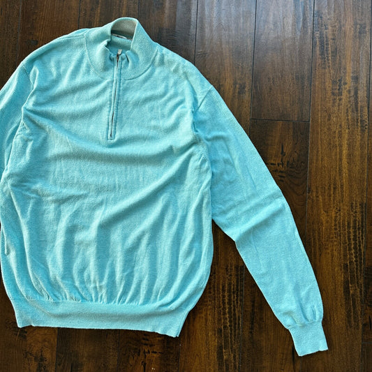 Peter Millar Sweater Men L Crown Soft Cotton Cashmere 1/4 Quarter Zip Pullover