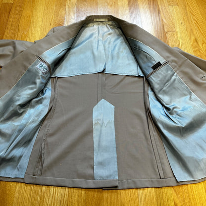 1960s Beige Sport Jacket VTG Mens Suit 44 36x29 Rockabilly Solid Tan Pants 60s