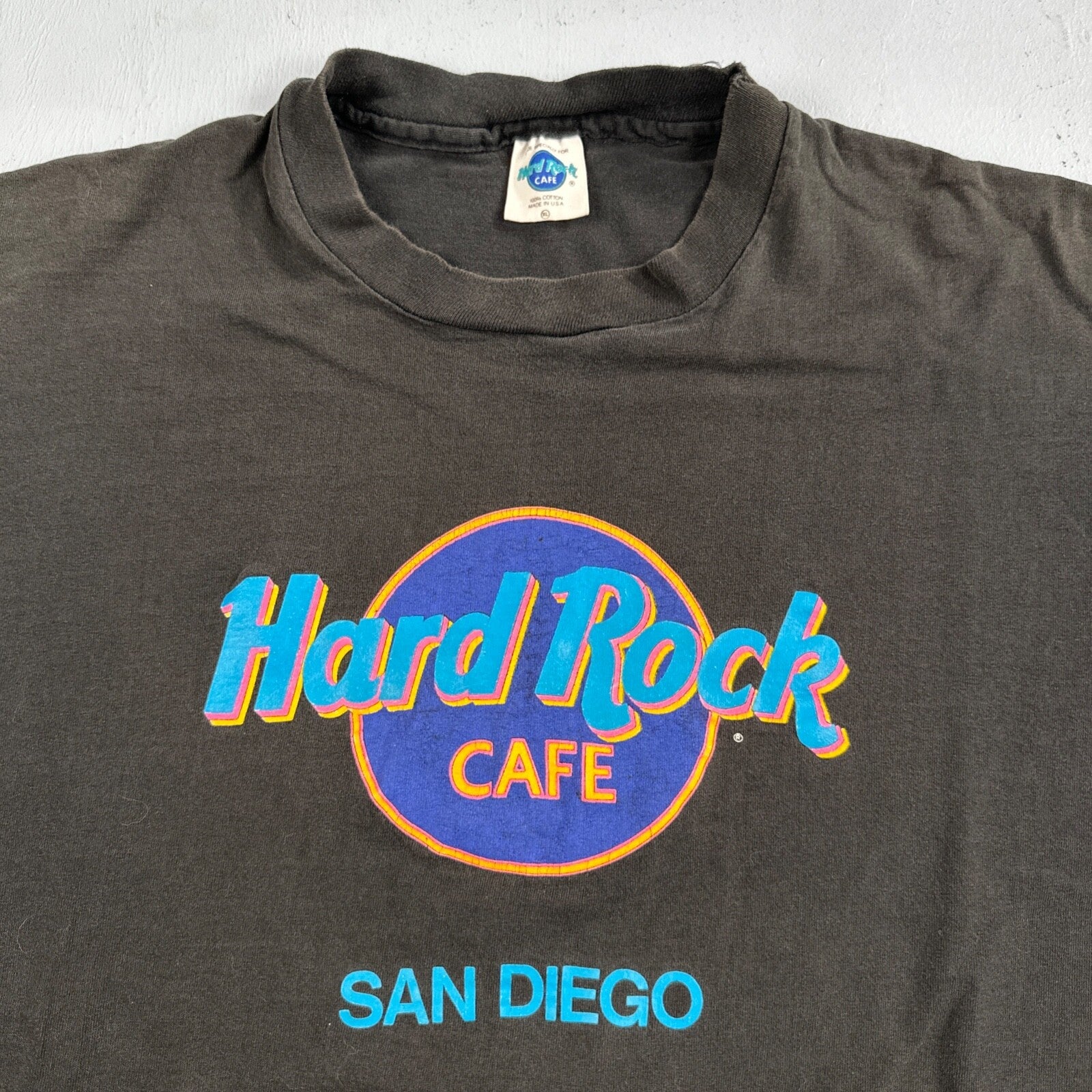 Hard Rock Cafe San Siego VTG T Shirt Single Stitch Black Pop Culture XL USA