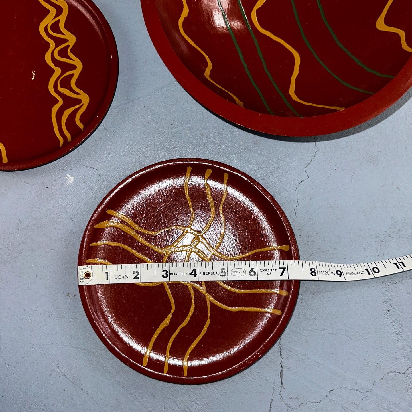 1993 Signed Studio Pottery Plate Bowl Set Cathy Maureen Aldrich Red Wood Art 90s