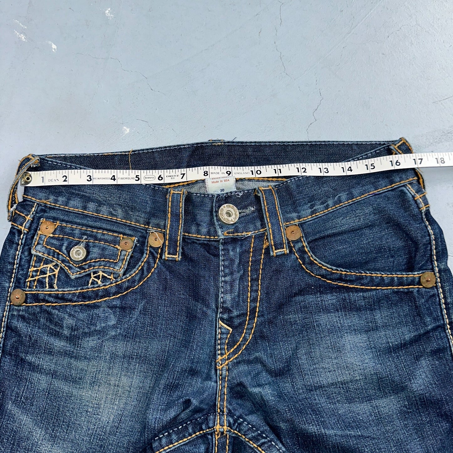 True Religion VTG Billy Big T Blue Jeans Bootcut Y2K Made USA Sz 30 (32x30)