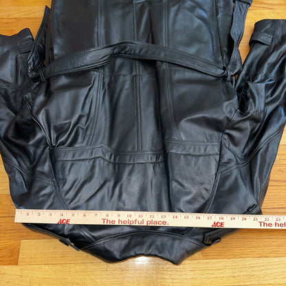 VTG Mens Long Length Vintage Leather Military Duster Custom Made Lined 1980s