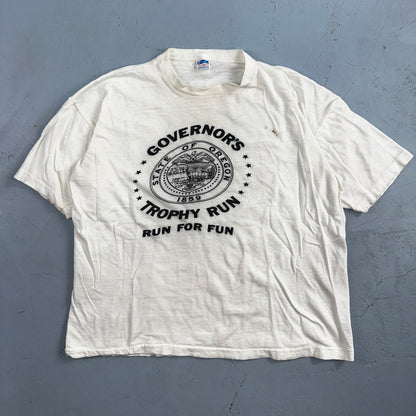 Oregon Champion XL Governors Trophy Run VTG T Shirt 1980s Blue Bar Single Stitch