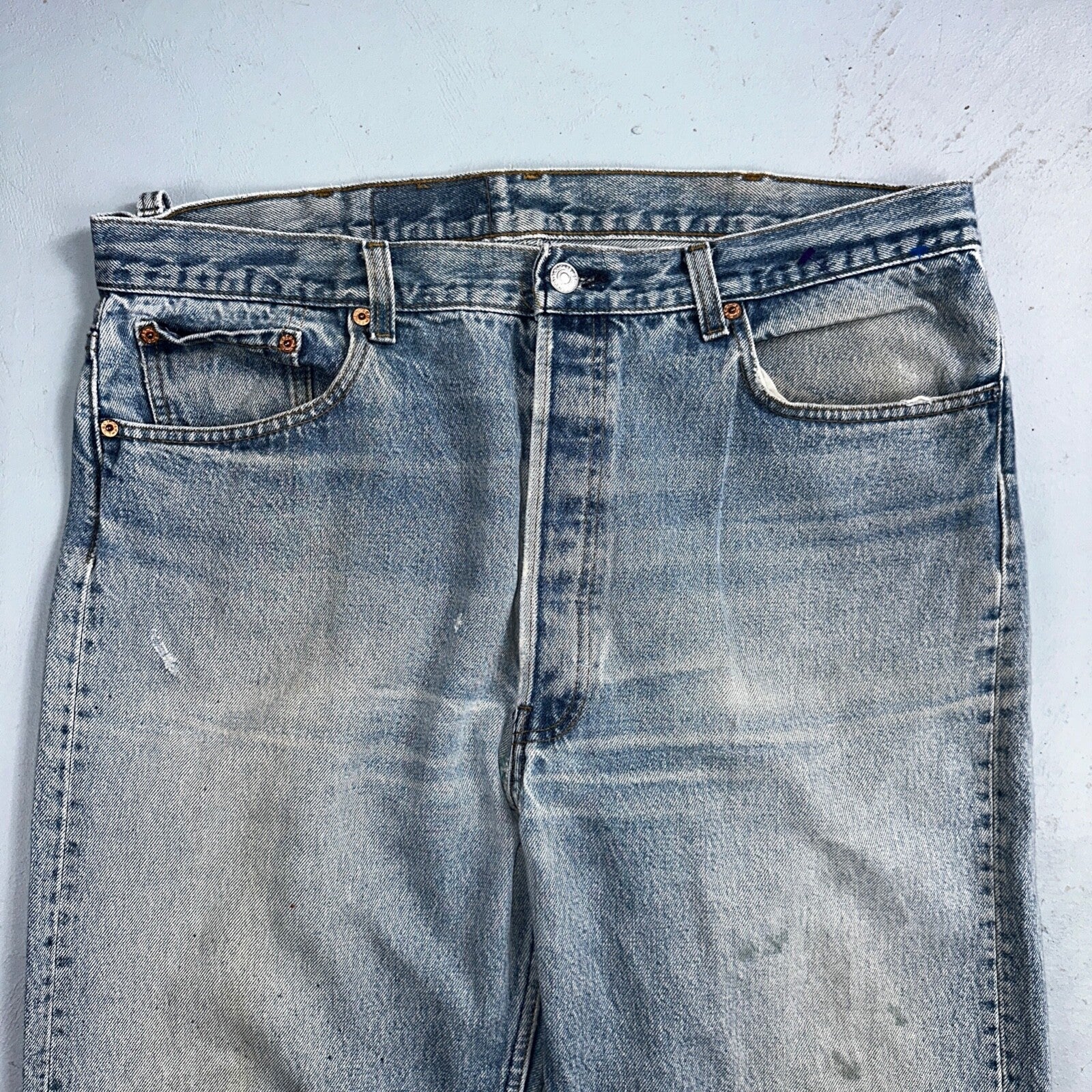 Levis 501 Vintage 90s USA XX Straight Leg Jeans Blue Light Wash 40x36 Act 36x31