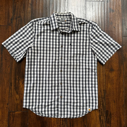Carhartt Mens Plaid Relaxed Fit Short Sleeve Button Down Work Shirt Size M VTG