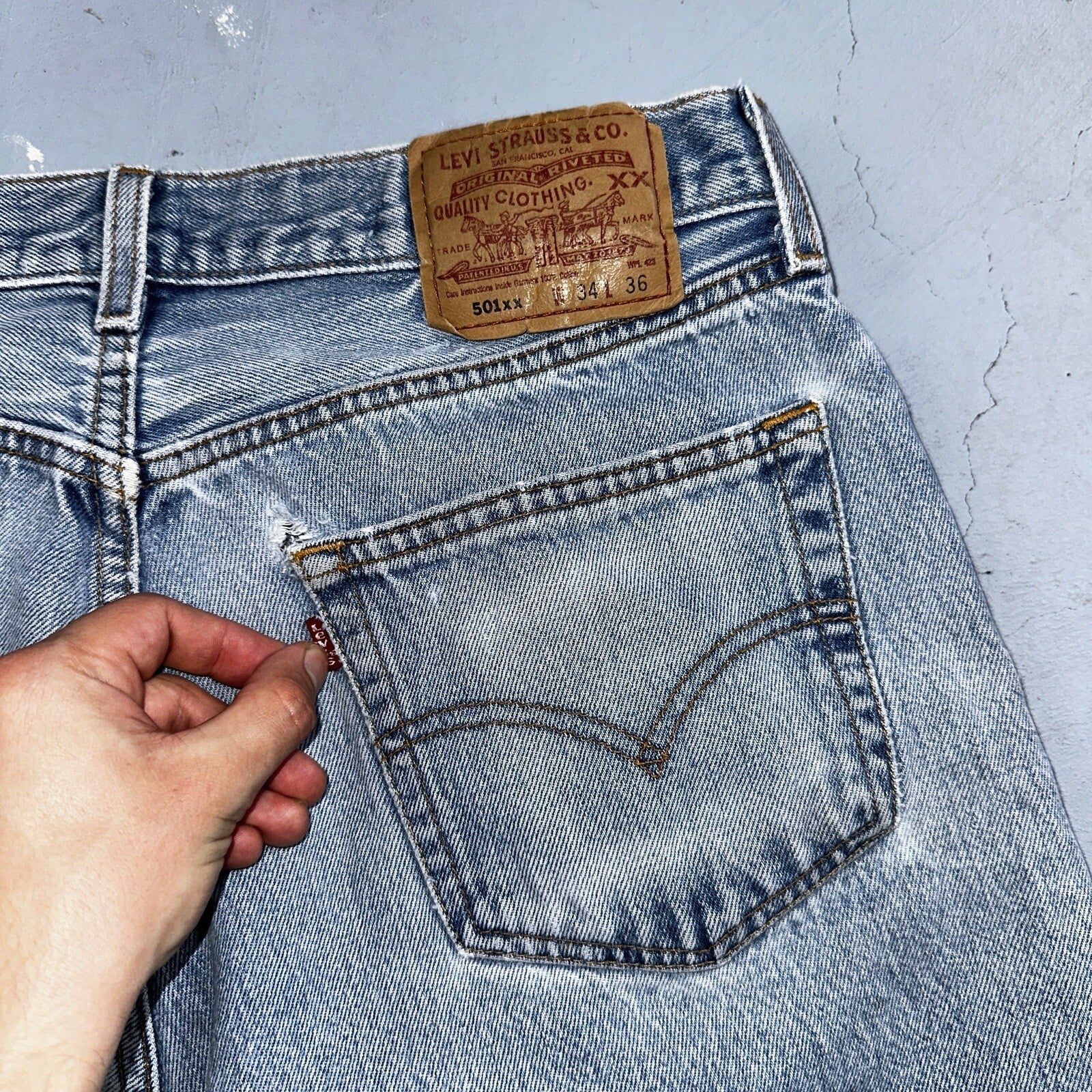 Levis 501 Vintage 90s Mexico Straight Leg Jeans 34x36 Y2K Light Wash Act 31x31