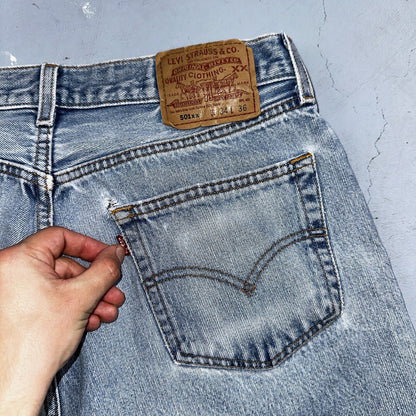 Levis 501 Vintage 90s Mexico Straight Leg Jeans 34x36 Y2K Light Wash Act 31x31