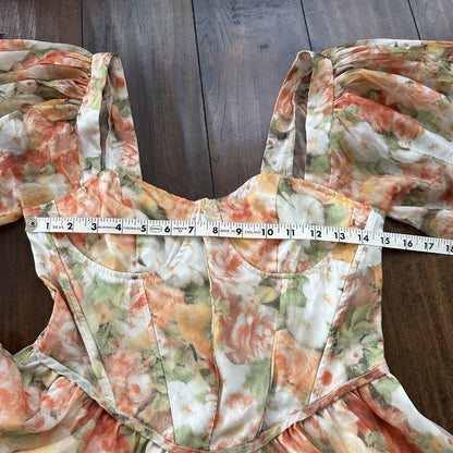 Floral Lantern Sleeve Mini Dress Hoop Skirt Halloween Sexy Vintage Style Hot