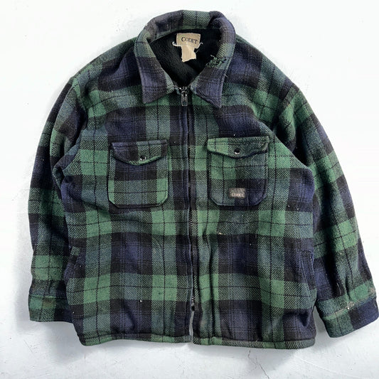Vintage Codet Mens Shirt Jacket Plaid Blue Green Mackinaw Wool Shacket Size L