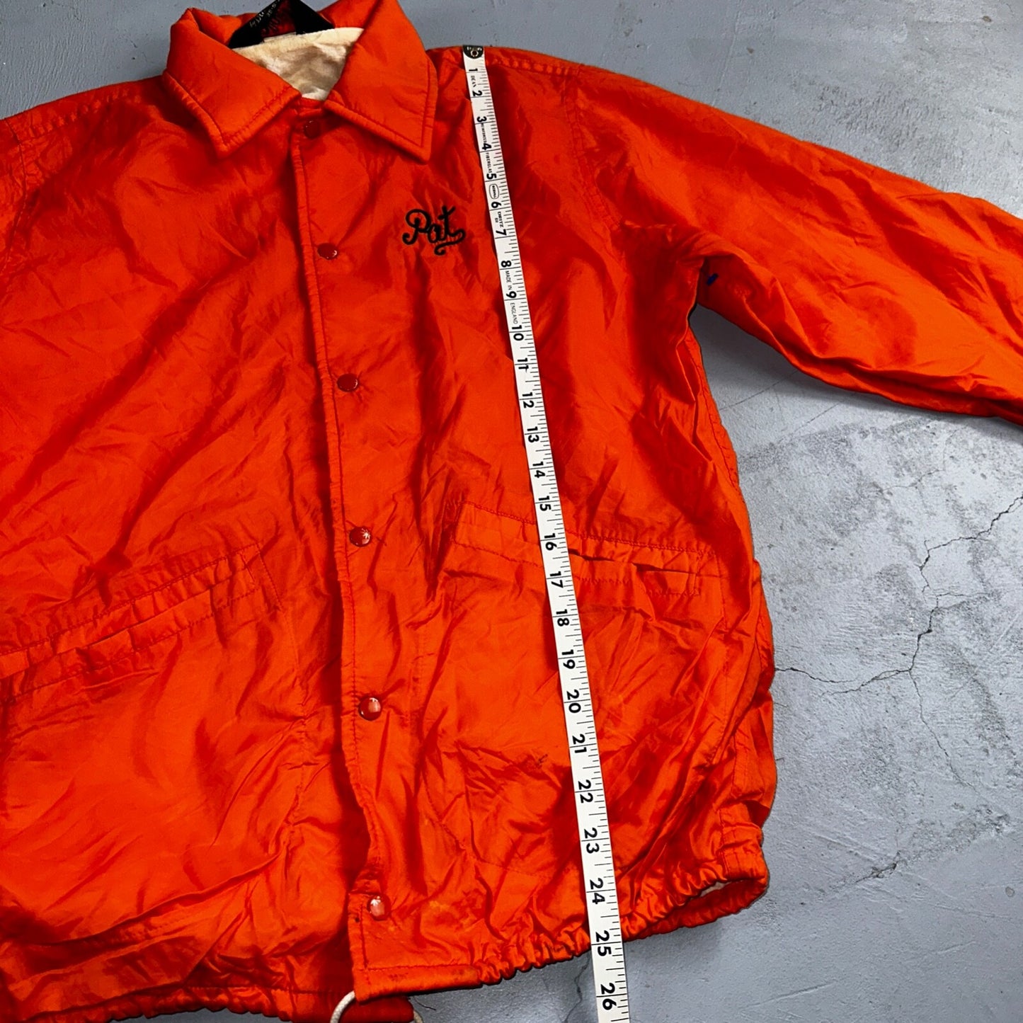 Vintage Indians Coach Starter Satin Jacket Nylon 80s Orange Chainstitch Pat