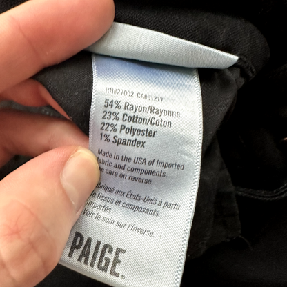 Paige Verdugo Crop 31 Skinny Ankle Jeans Black Size 30 X 26 Nordstrom Cool