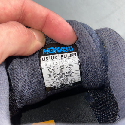 Hoka One One Mens Stinson ATR 6 1110506 OBSF Black Running Shoes Sneakers Sz 8