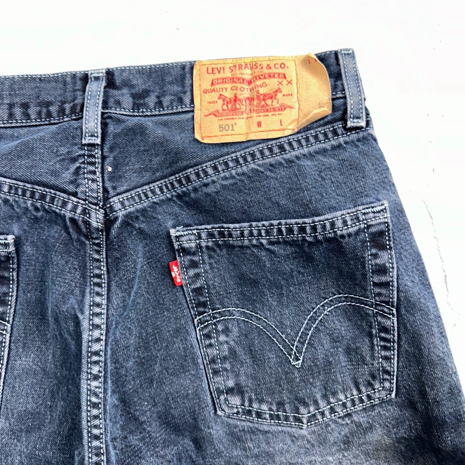 Levis 501 Vintage 90s Mexico Straight Leg Jeans 30x32 Y2K Dark Wash Act 29x31