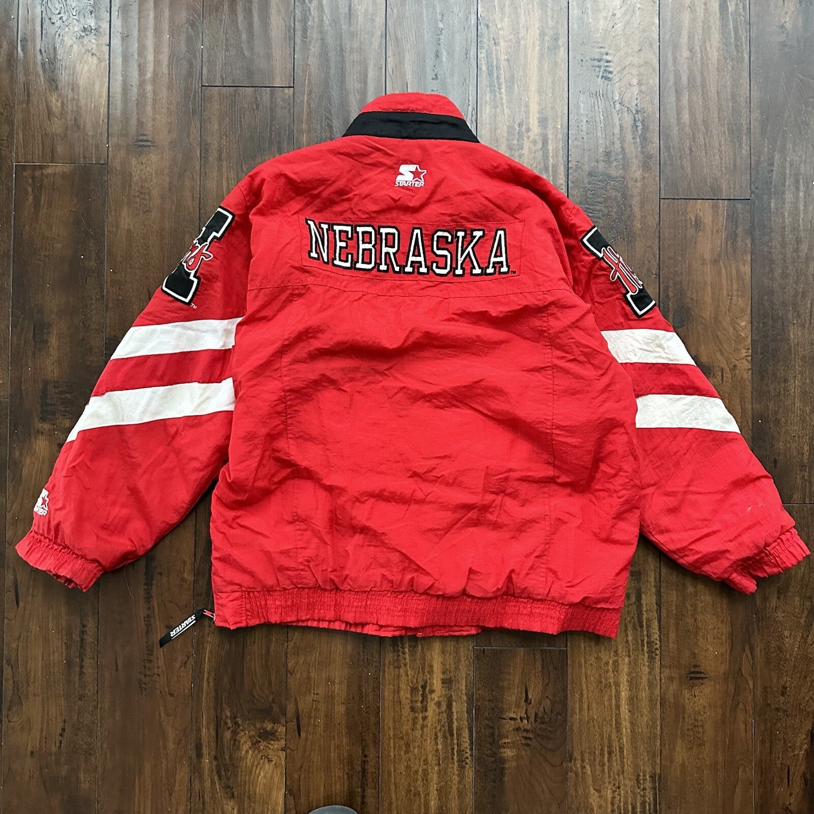 Vintage 90s 80s Nebraska Huskers Full Zip Starter Jacket Puffer Men's Large NCAA