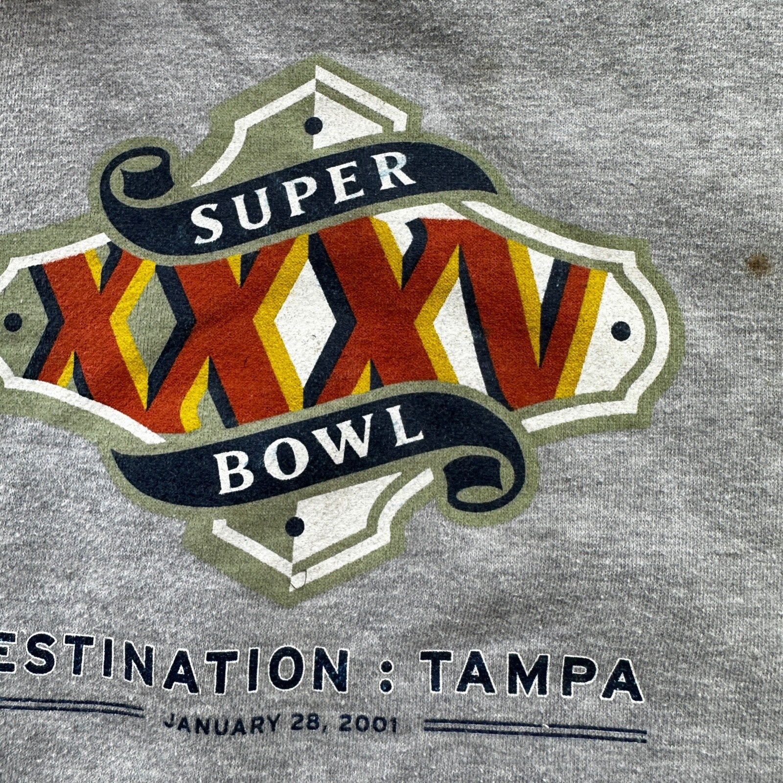 Vintage Nike Crewneck Sweater Gray Essential Super Bowl XXXV Tampa Y2K