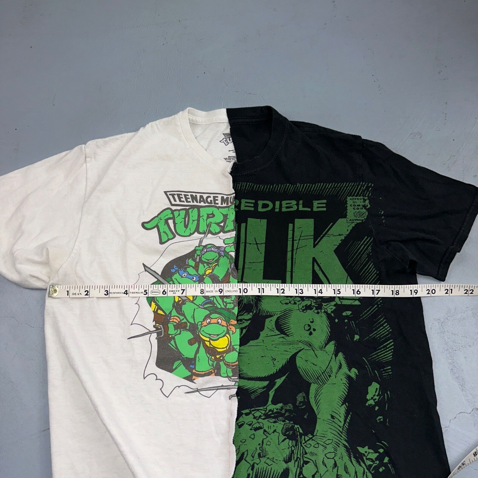 Ninja Turtle Hulk Super Hero Split Cut Sewn VTG Style T Shirt Y2K Custom Unique