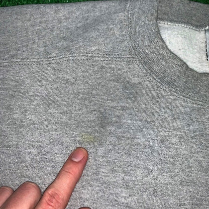 Nike Vintage Crewneck Sweater Gray Center Swoosh Hoodie 90s Charli D'amelio