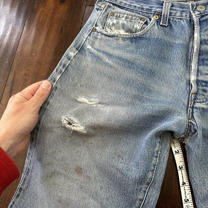 Levis Vintage 80s Redline Selvedge USA 501 XX Jeans Light Wash 31x33 Act 28x29
