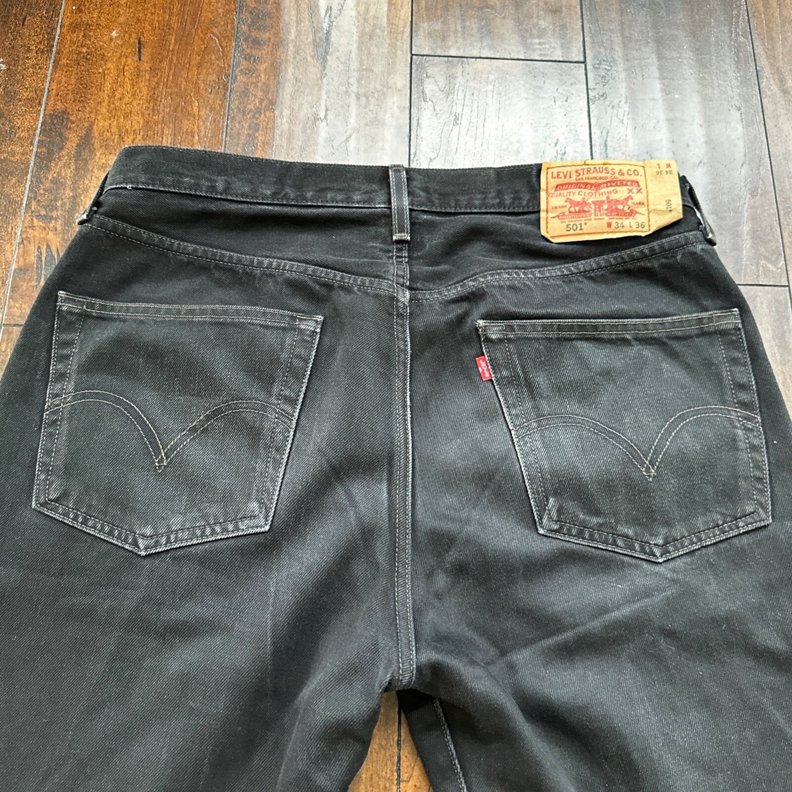 Vintage 90s Mexico Levis 501 XX 34x36 USA Tag Jeans Y2K Black Act 33x36