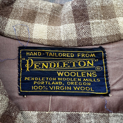 VTG 1950s Pendleton Board Shirt Loop Virgin Wool Plaid Flannel Shirt 50s Brown