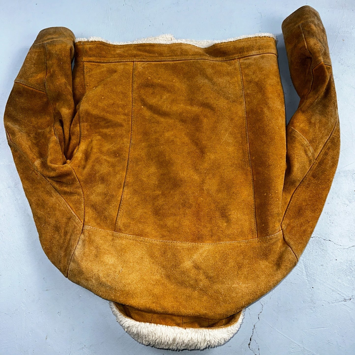 Vintage Suede Grande Bay Rancher Trucker Sherpa Lined Jacket Coat Men's 36