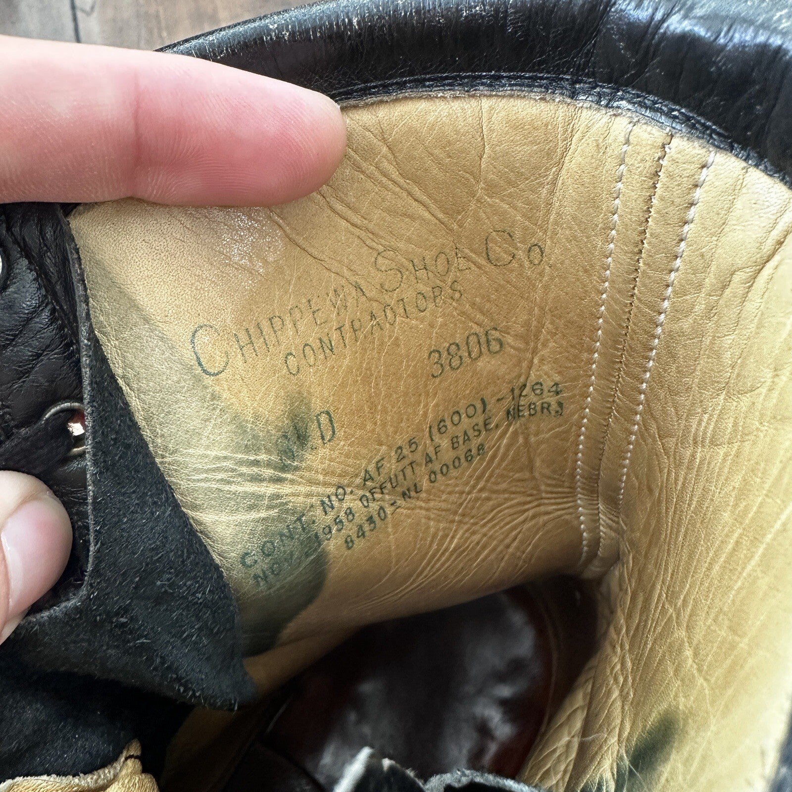 Vtg 1950s Chippewa Alert Zip Boots 8.5 Black Air Force Pilot SAC 50s Combat WWII