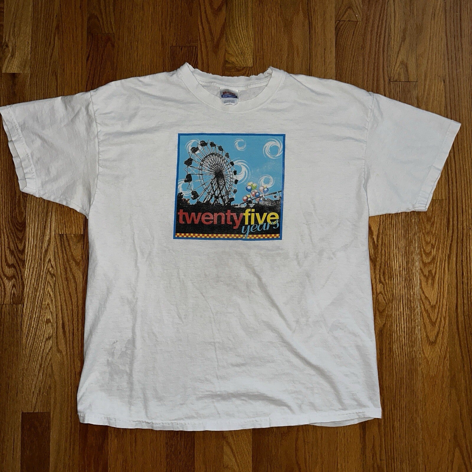 Hanes All State Cool Graphic Y2K Vintage T Shirt Carnival Ferris Wheel Balloons