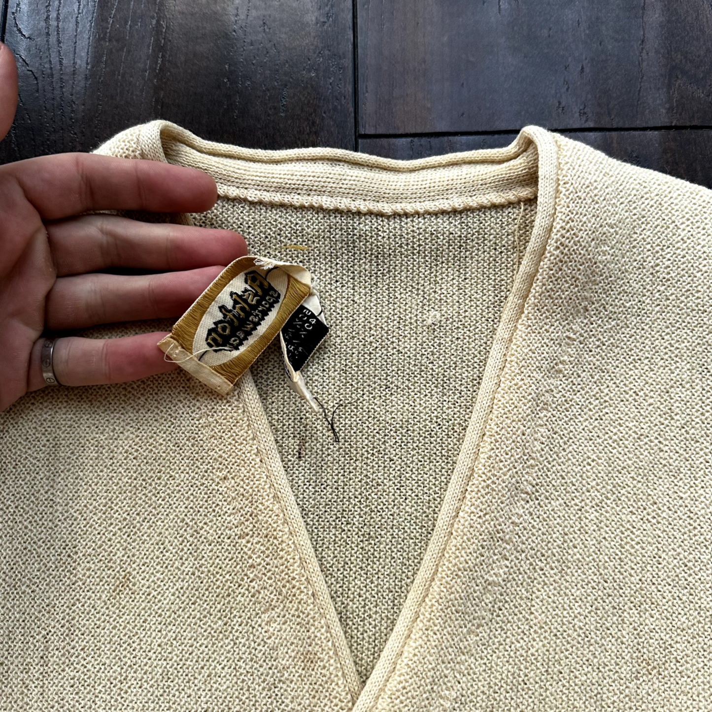 VTG 60s 70s Cardigan Sweater Alpaca Wool Kurt Cobain Cream Yellow Winter Cool
