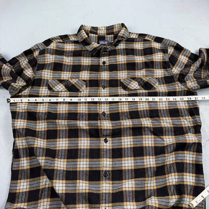 Patagonia Flannel Shirt Mens Size 2XL Plaid Long Sleeve Button Up Yellow Black