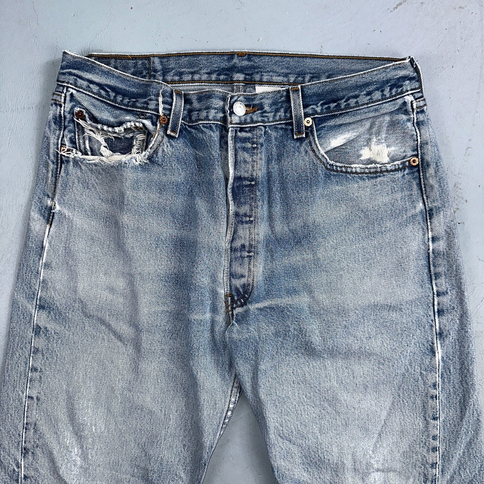 Levis 501 Vintage 90s XX Straight Leg Jeans Y2K Light Wash 36x34 Act 33x30