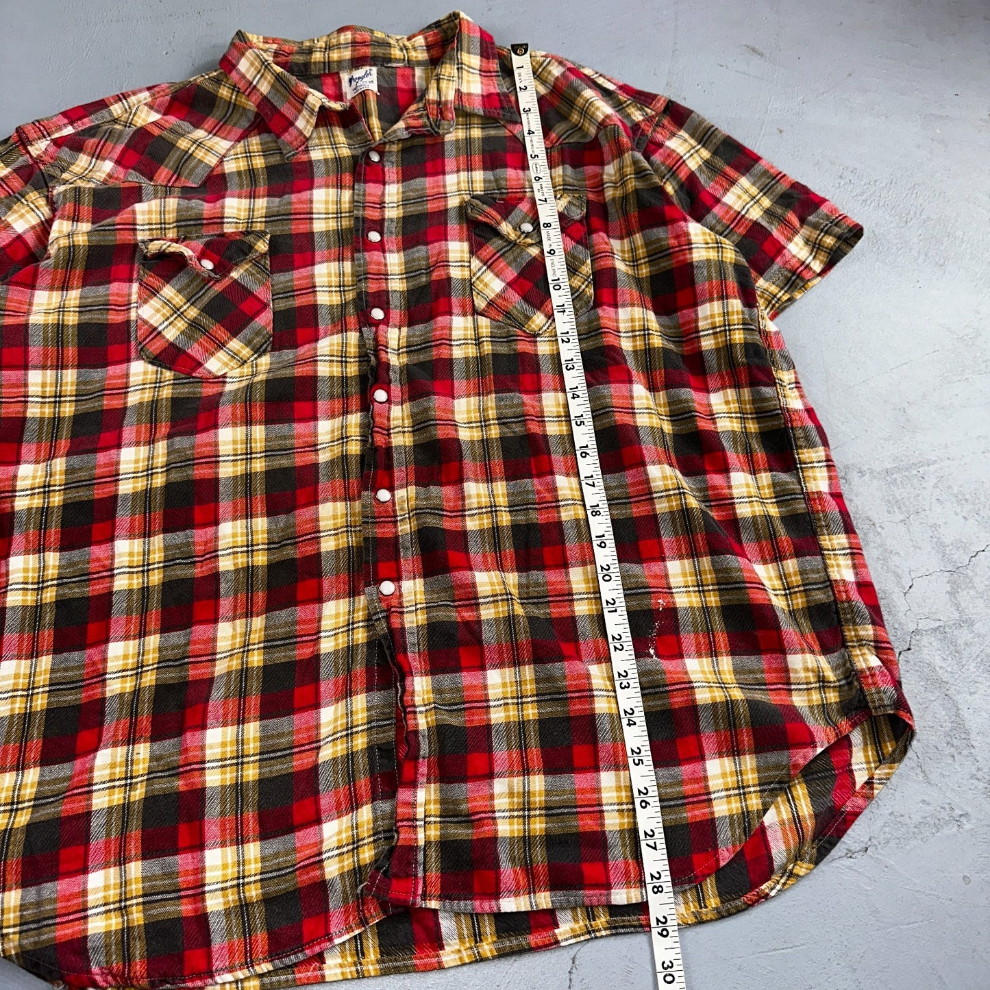 Vintage 60s Wrangler Sanforized Flannel Cotton Button Down Pearl Snap Rockabilly