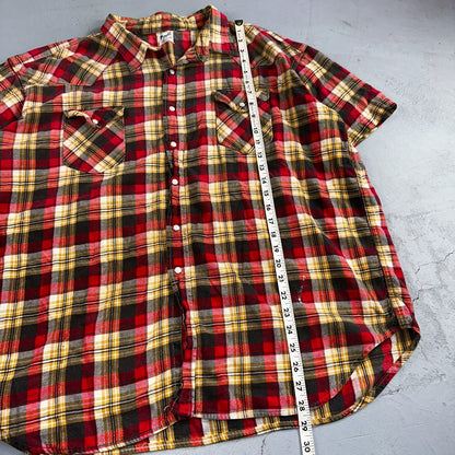 Vintage 60s Wrangler Sanforized Flannel Cotton Button Down Pearl Snap Rockabilly
