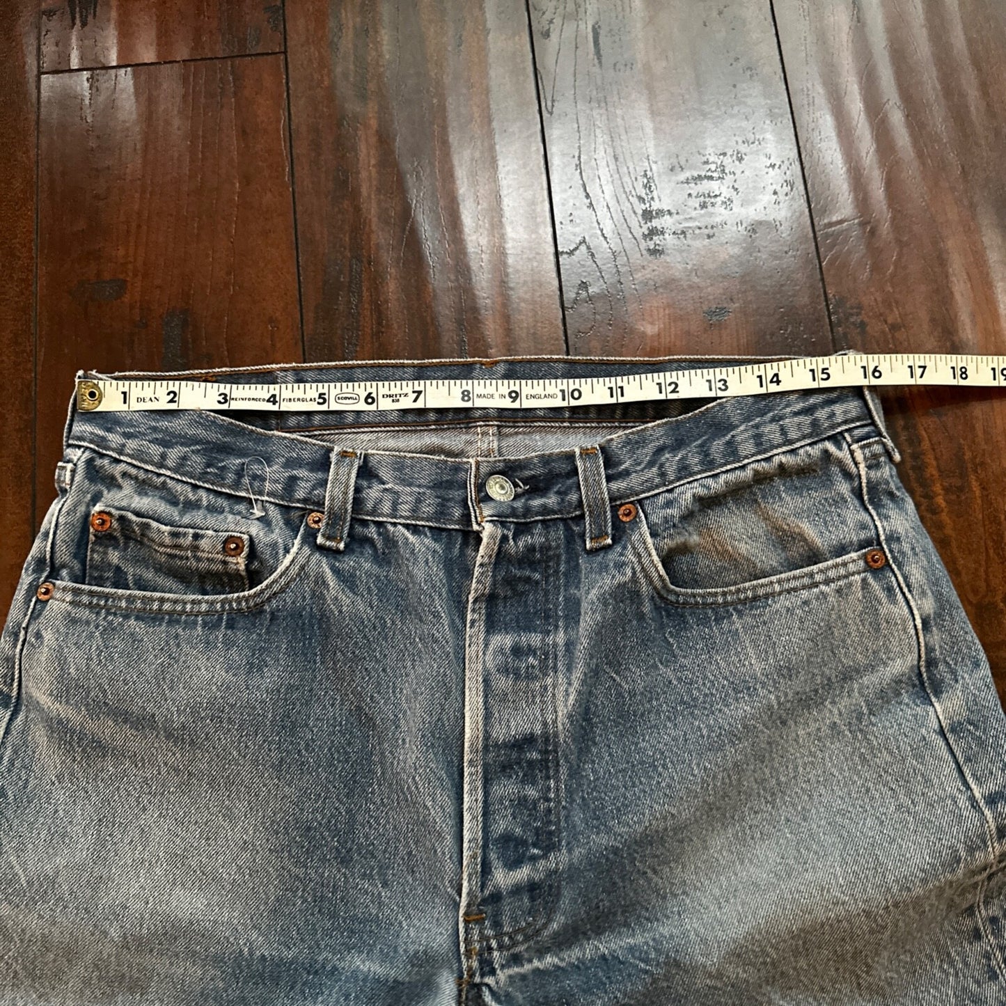 VTG 80s Levis 501 Button Fly 35x32 USA Tag Jeans Straight Wash Blue XX Act 31x31