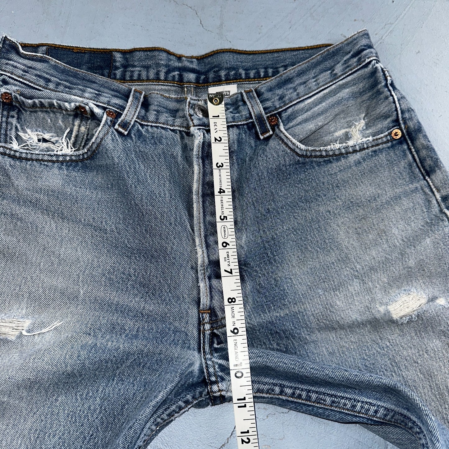 Levis 501 Vintage 90s Mexico Straight Leg Jeans Blue Light Wash 33x36 Act 31x31