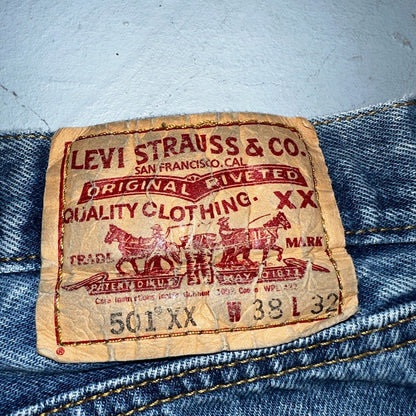 Levis 501 Vintage Y2K Mexico Straight Leg Jeans 38x32 90s Med Wash Act 36x28