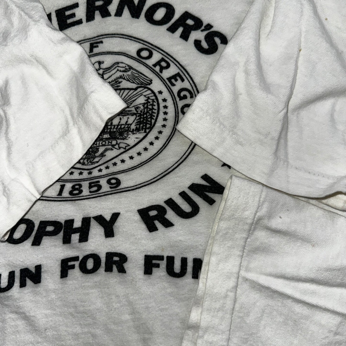 Oregon Champion XL Governors Trophy Run VTG T Shirt 1980s Blue Bar Single Stitch