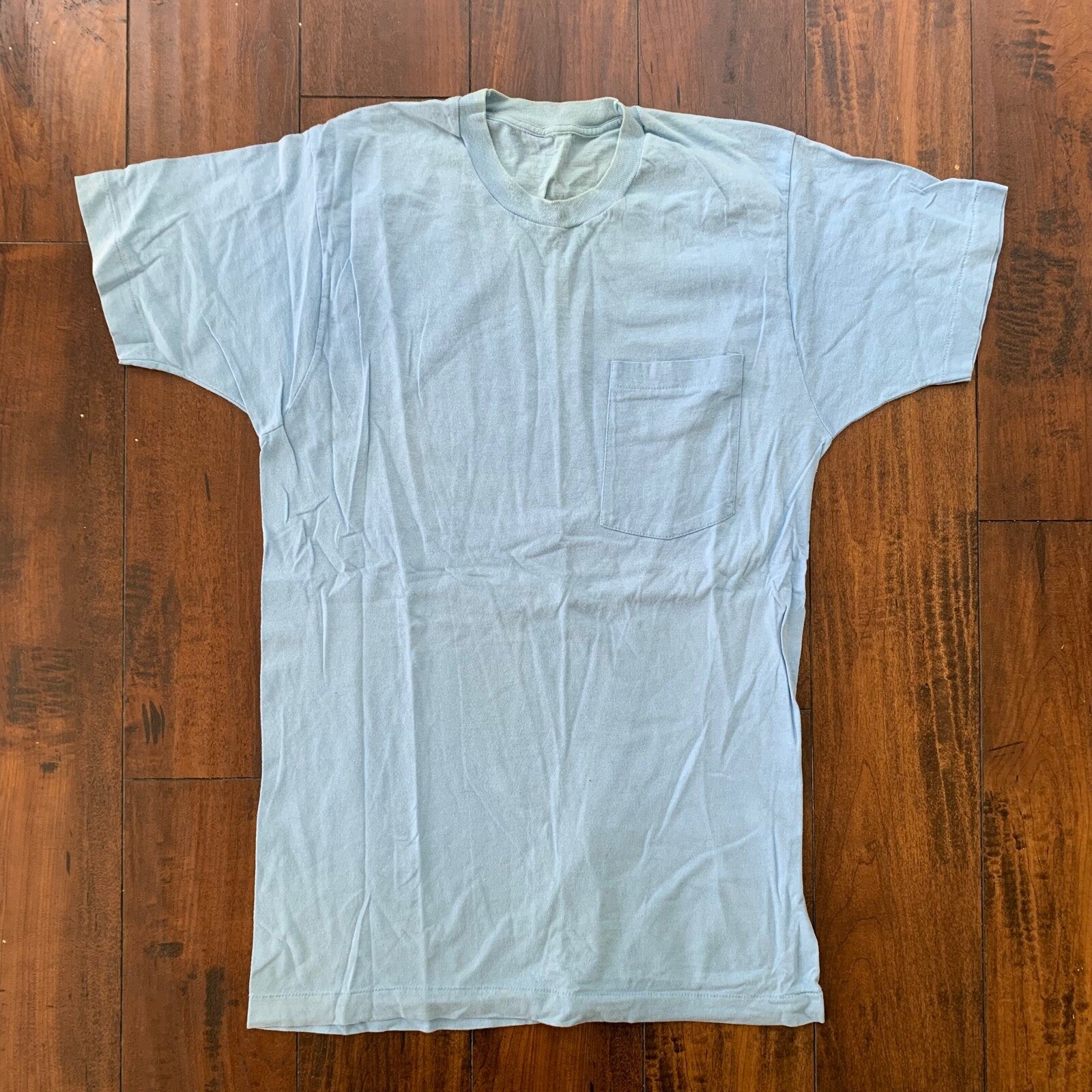 Blank 1970s Blue Vintage T Shirt Simple Essential Single Stitch Rare Lot Rap 1