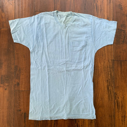 Blank 1970s Blue Vintage T Shirt Simple Essential Single Stitch Rare Lot Rap 1