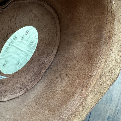 Vtg 1980s Leather Hat Suede Australia Hippy Suede Leather HAT Mens 20 Inch 80s