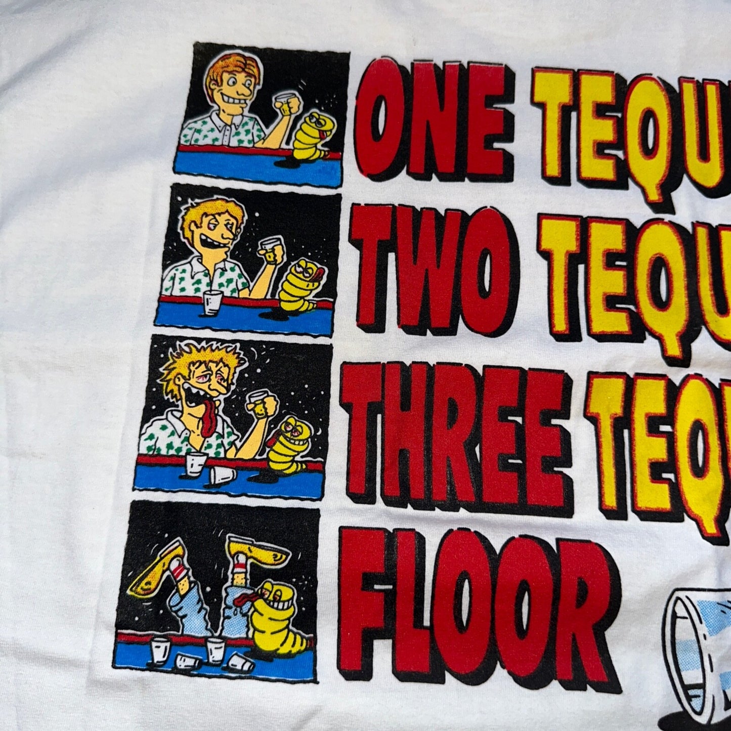 Tequila Funny One Two Floor Vintage T Shirt Y2K Cancun Bar Drinking Alcohol XL
